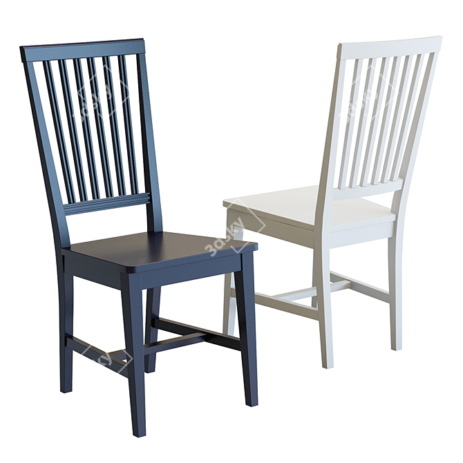 Stylish Village Wood Dining Chair 3D model image 2