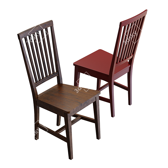 Stylish Village Wood Dining Chair 3D model image 4