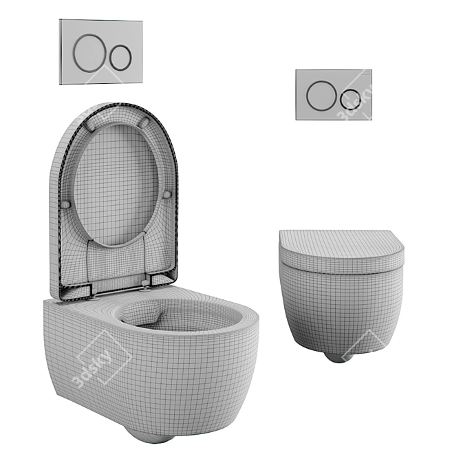 Geberit iCon Wall-Mounted Toilet: Sleek Design & Efficient Flushing 3D model image 7