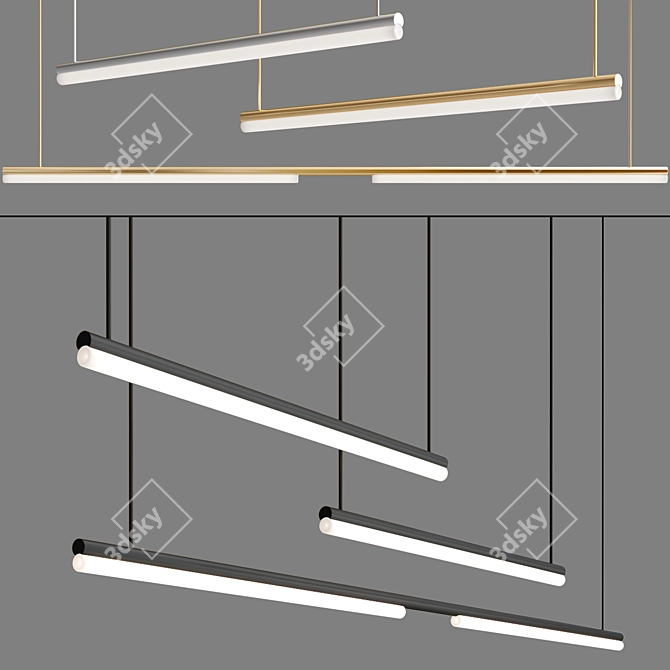 Sleek Sequenced Linear Pendant 3D model image 2