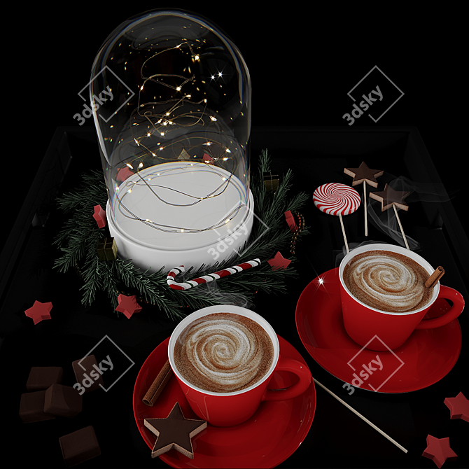 Festive Coffee Delight 3D model image 3