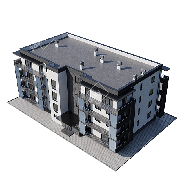 Modern Multi-Family Home 3D model image 6