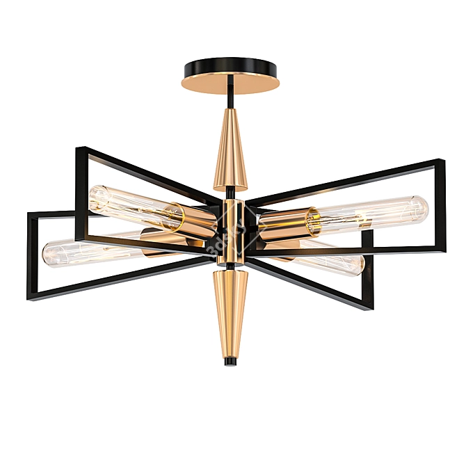 Elegant Black and Brass Ceiling Light 3D model image 1