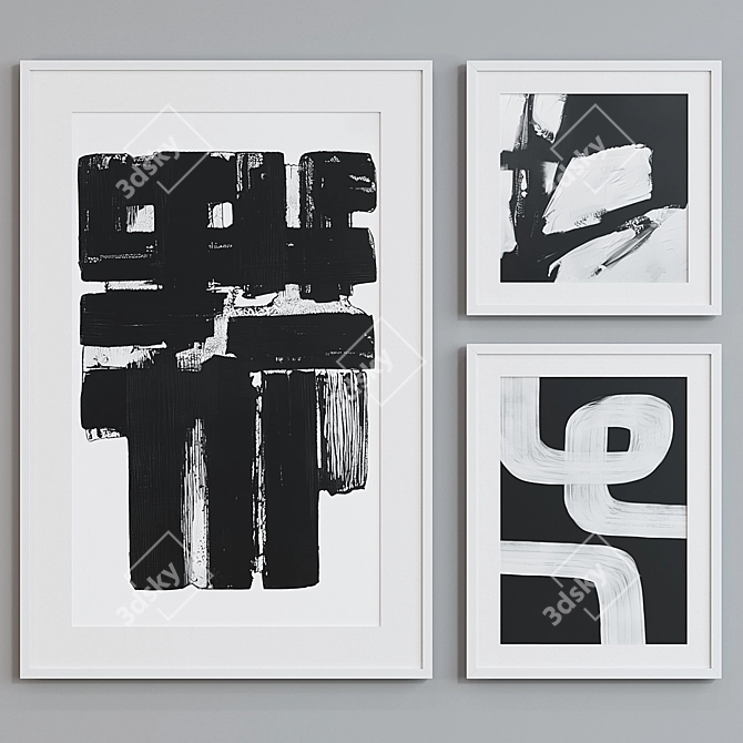 Abstract Line Picture Frame Set 3D model image 2