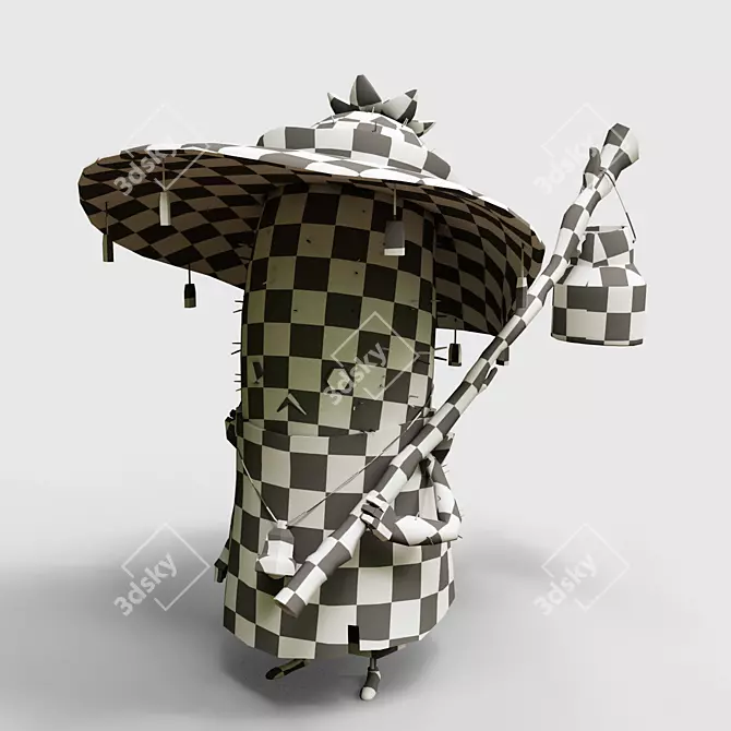 Desert Cowboy Cactus Figurine 3D model image 6