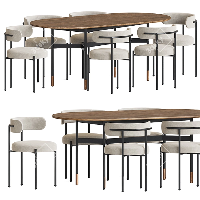 Elegant Inesse Chair & Harri Table Dining Set 3D model image 1