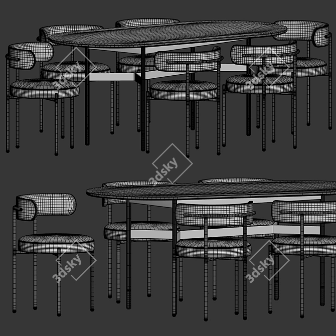 Elegant Inesse Chair & Harri Table Dining Set 3D model image 3