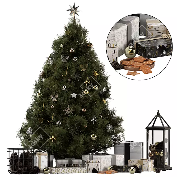 Festive Christmas Decor Set 3D model image 1