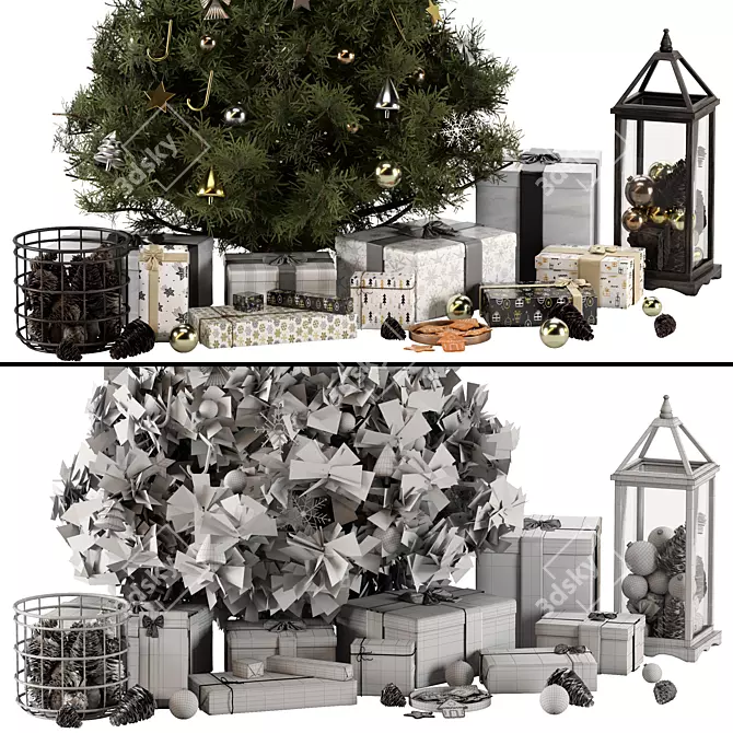 Festive Christmas Decor Set 3D model image 5