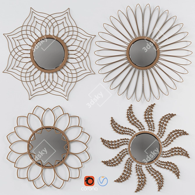 Reflective Sunflower Mirror Set 3D model image 1