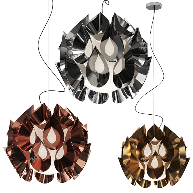 Flora Pewter Pendant Lamp: Elegant Illumination for Modern Spaces 3D model image 1