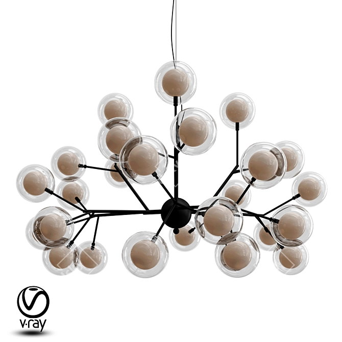 Berry Branch White Ball Chandelier 3D model image 1