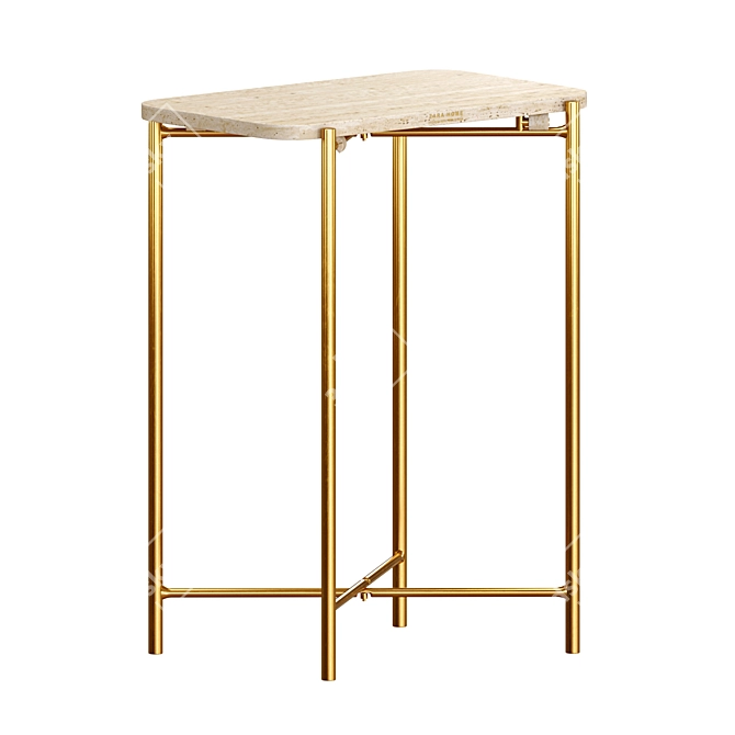 Modern Marble Wood Side Tables 3D model image 2