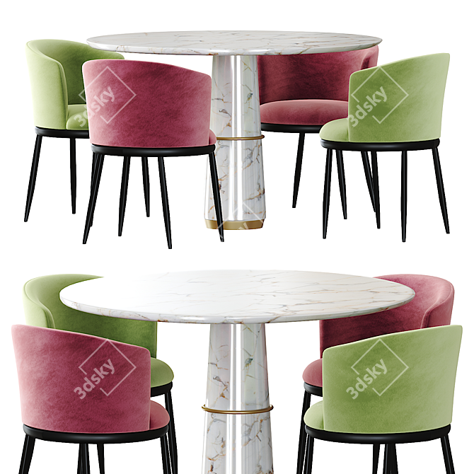 Elegant Filmore & Agra Dining Table 3D model image 1