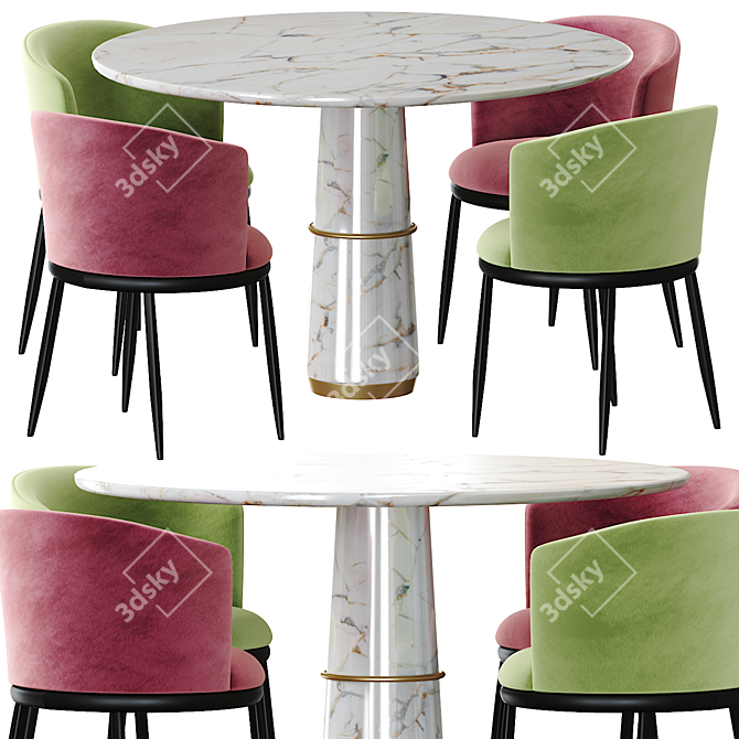 Elegant Filmore & Agra Dining Table 3D model image 2