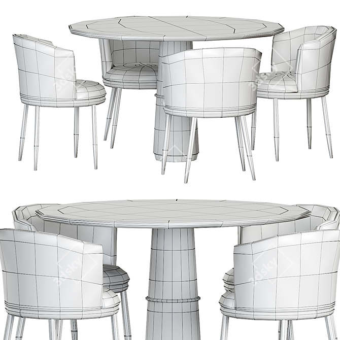 Elegant Filmore & Agra Dining Table 3D model image 3