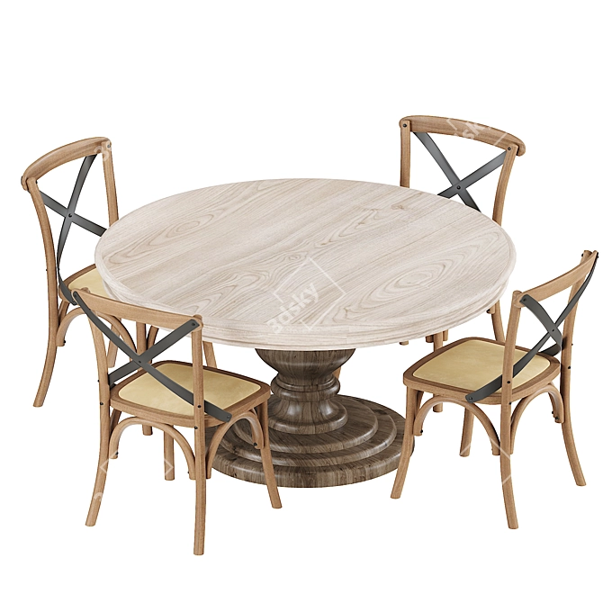 Carterville Solid Leeds Wood Dining Table 3D model image 3