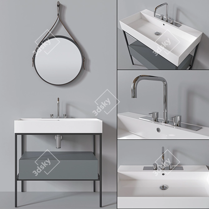 Galassia Furniture Set: Sink, Mirror, Furniture 3D model image 2