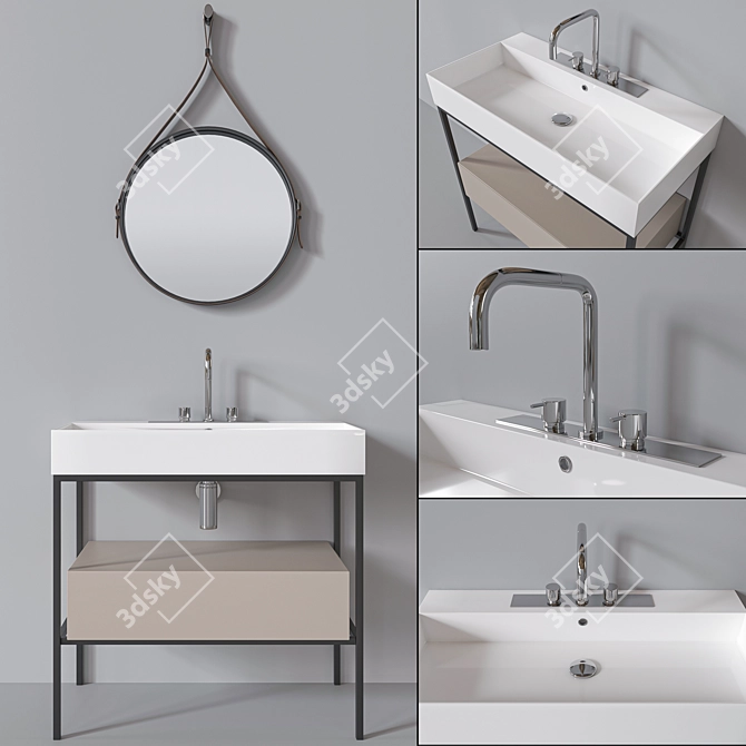 Galassia Furniture Set: Sink, Mirror, Furniture 3D model image 3