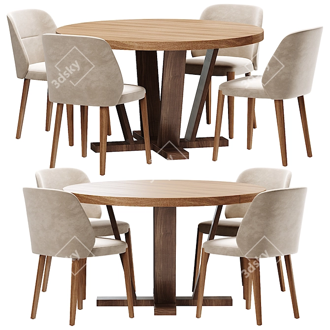 Elegant Concha Aura Dining Set 3D model image 1