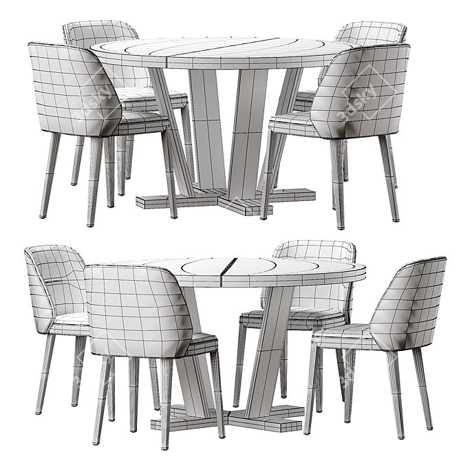 Elegant Concha Aura Dining Set 3D model image 3