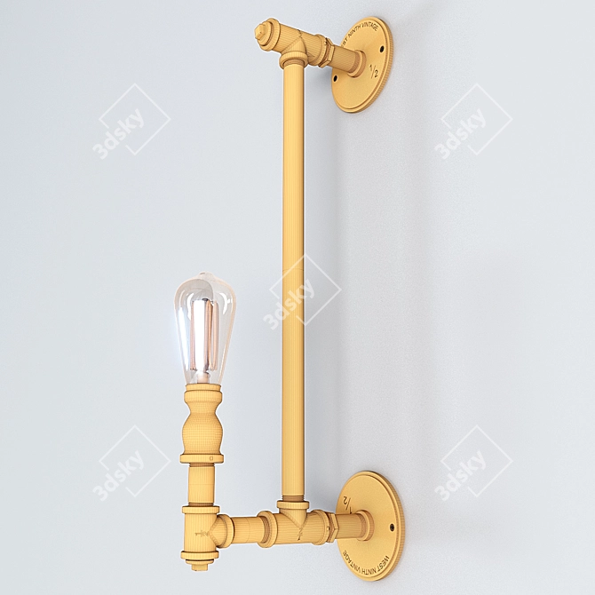 Vintage Industrial Wall Lamp 3D model image 4