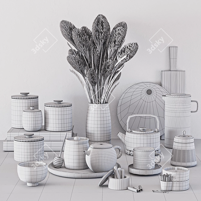 Modern Tableware Set 3D model image 5