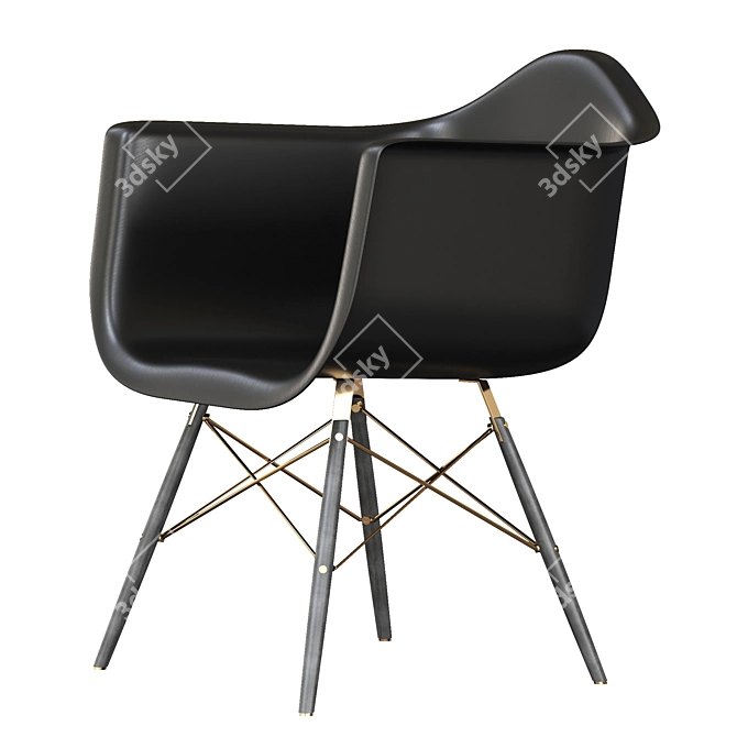 Modern Black Eames Style Dining Chair 3D model image 3