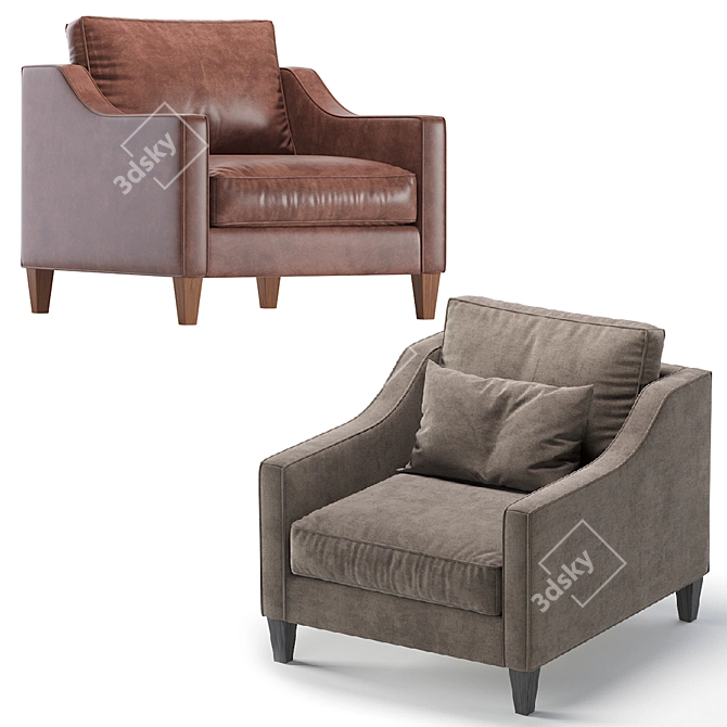 Paidge Velvet and Leather Chair: Elegant and Versatile 3D model image 2
