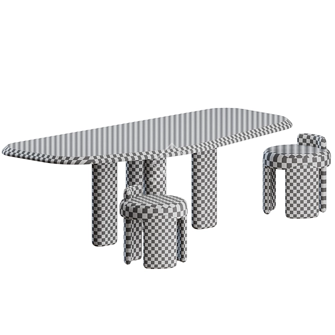 Rustic Oak Dining Set by Collection Particuliere 3D model image 2