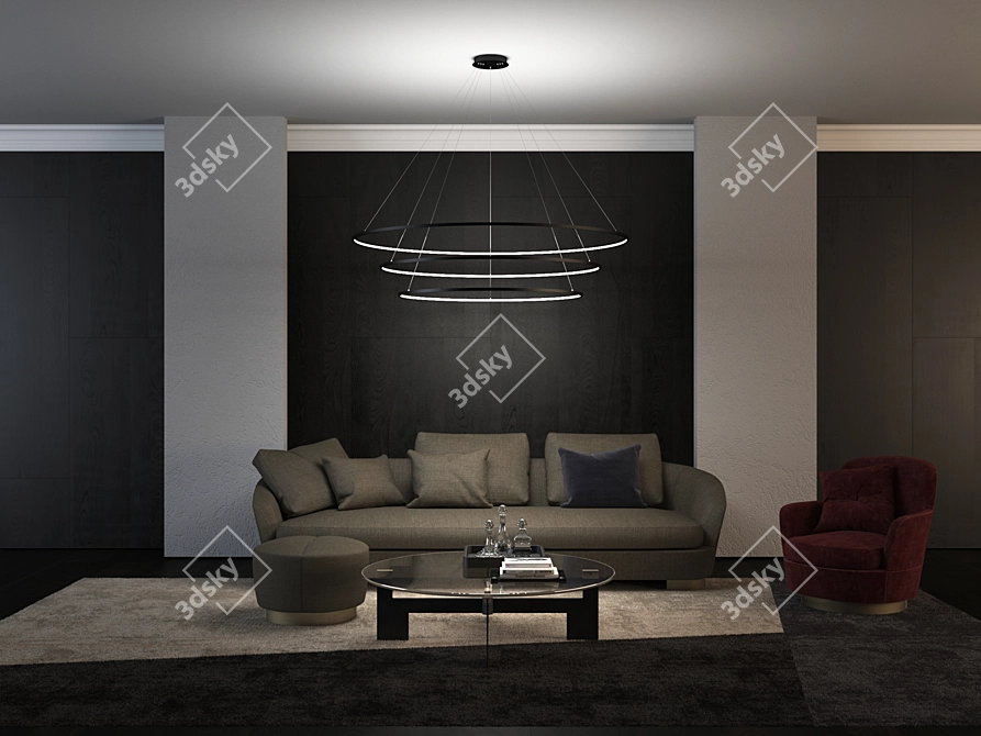 OLamp Triple Pendant: Adjustable Brightness, Remote Control 3D model image 3