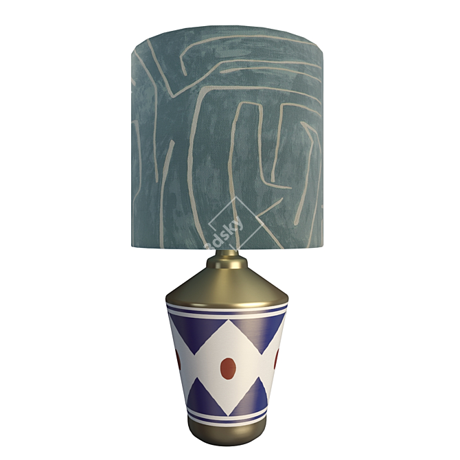 Elegant Brass Table Lamp 3D model image 2