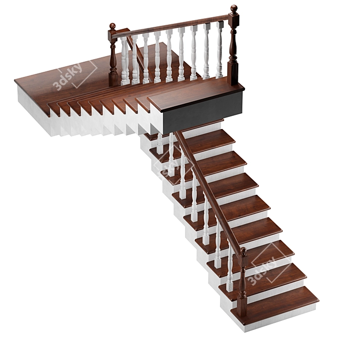 Rustic Wooden Ladder - 4000mm Length 3D model image 3