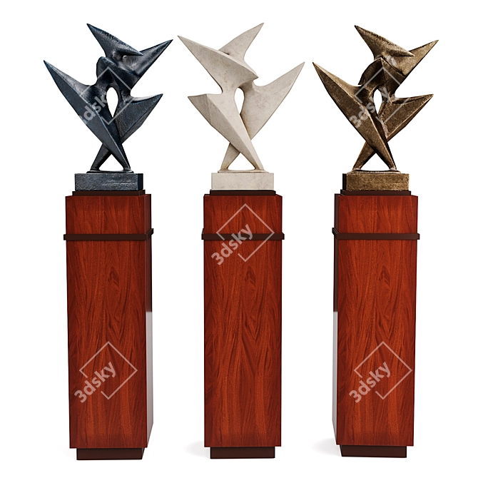 Sleek Abstract Metal Sculpture 3D model image 2