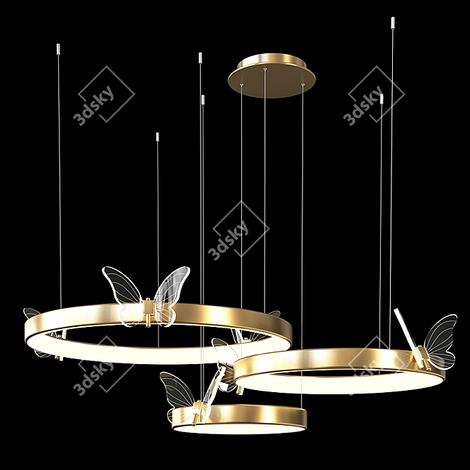 Glowing Butterfly Chandeliers 3D model image 1