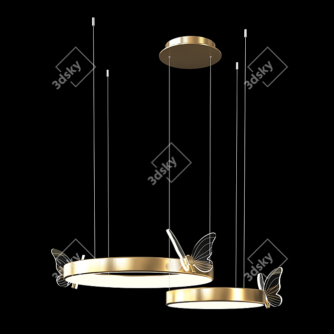 Glowing Butterfly Chandeliers 3D model image 2