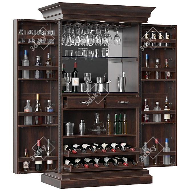 Elegant Home Bar Cabinet 3D model image 1