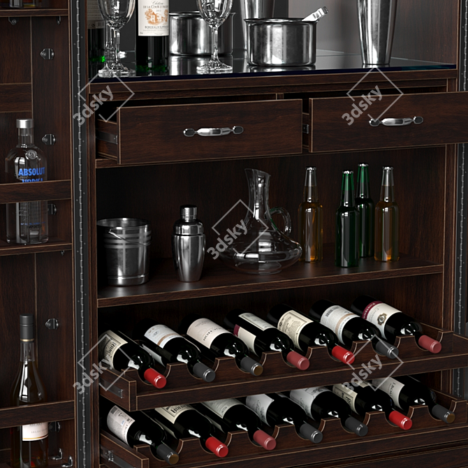 Elegant Home Bar Cabinet 3D model image 4