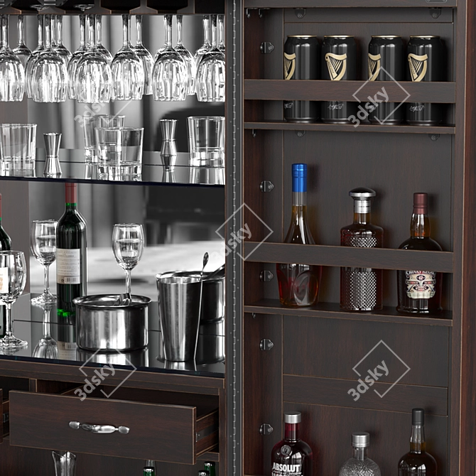 Elegant Home Bar Cabinet 3D model image 5