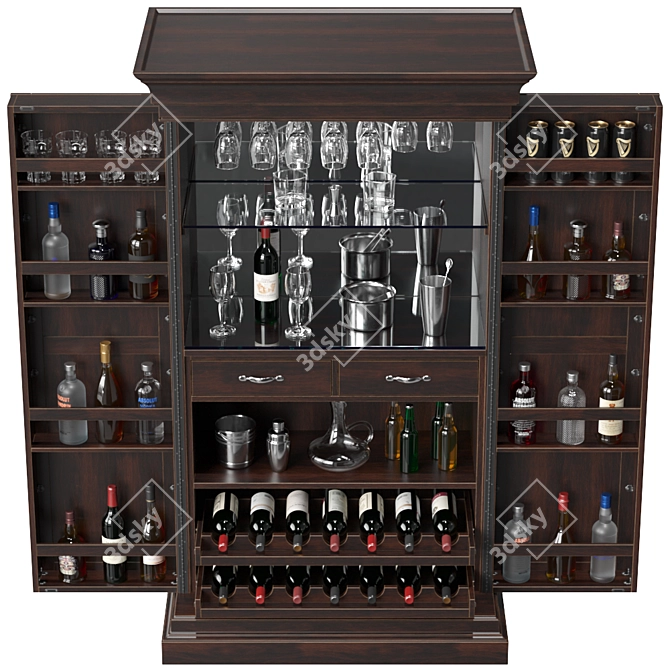 Elegant Home Bar Cabinet 3D model image 6