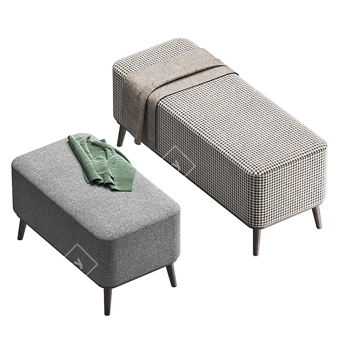 Stylish Roob Look Designer Poufs 3D model image 2