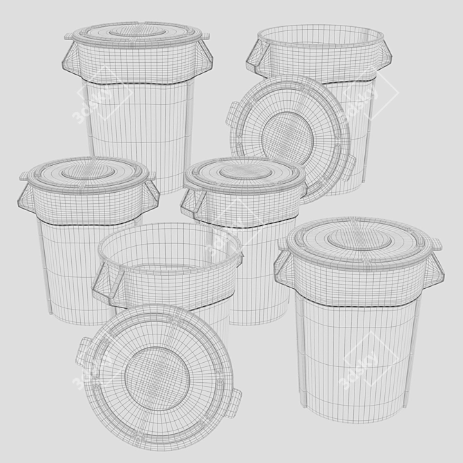 Durable Rubbermaid Brute Bin 3D model image 2