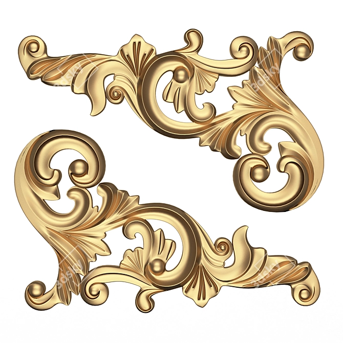 Elegant Carved Plaster Corner Decoration 3D model image 1