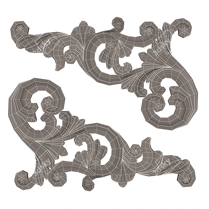 Elegant Carved Plaster Corner Decoration 3D model image 7