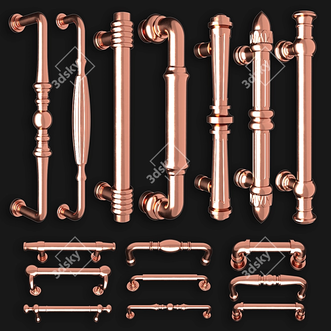 Door Knobs & Handle-Set 003: Stylish Collection 3D model image 3