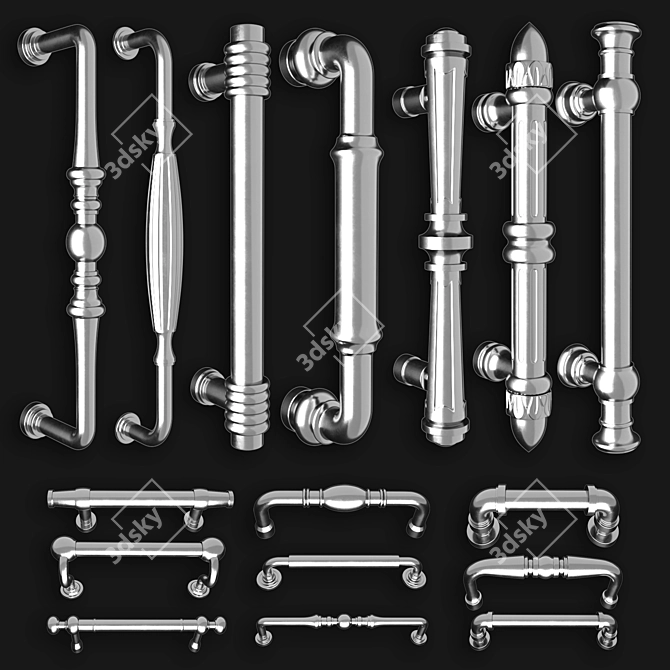 Door Knobs & Handle-Set 003: Stylish Collection 3D model image 4