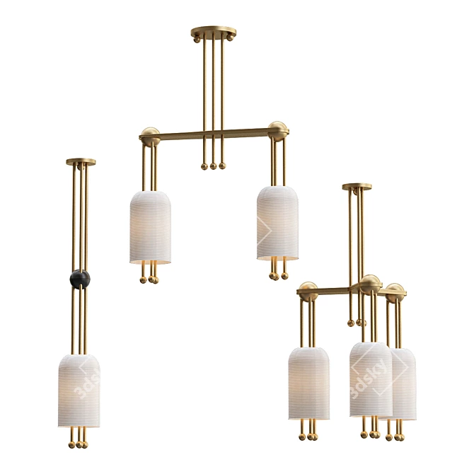 Sleek Lantern Pendant Lights 3D model image 2