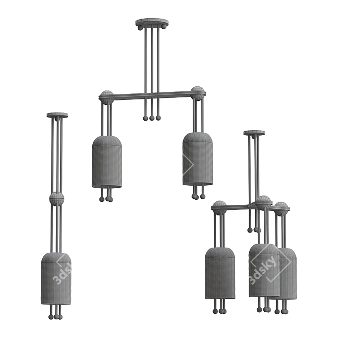 Sleek Lantern Pendant Lights 3D model image 5