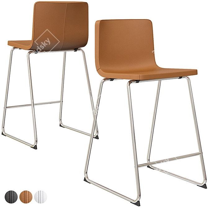 Modern Chrome Bar Stool: Bernhard 3D model image 2