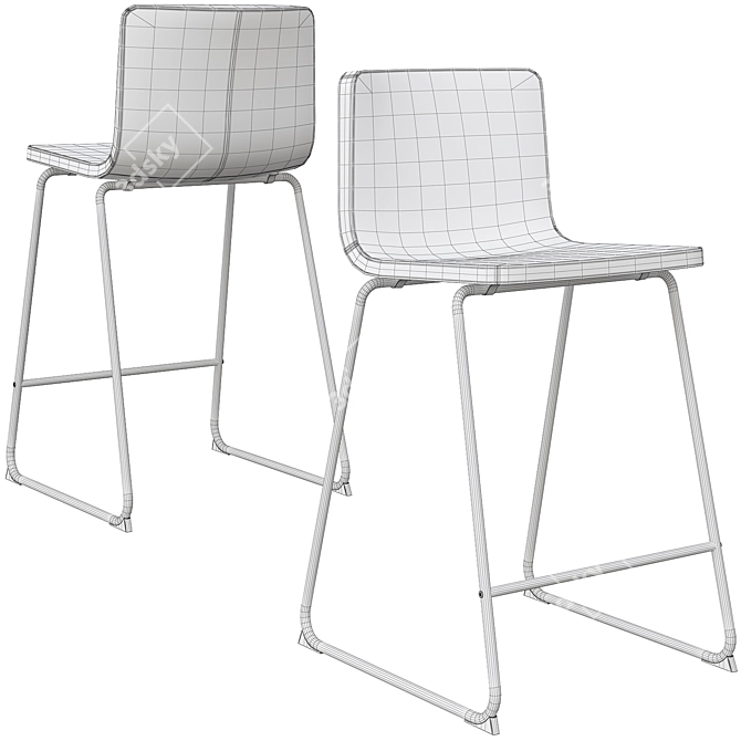 Modern Chrome Bar Stool: Bernhard 3D model image 13